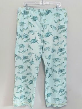 Mahogany 100% Cotton Pajama Pants Light Blue Turtle Print XL Women